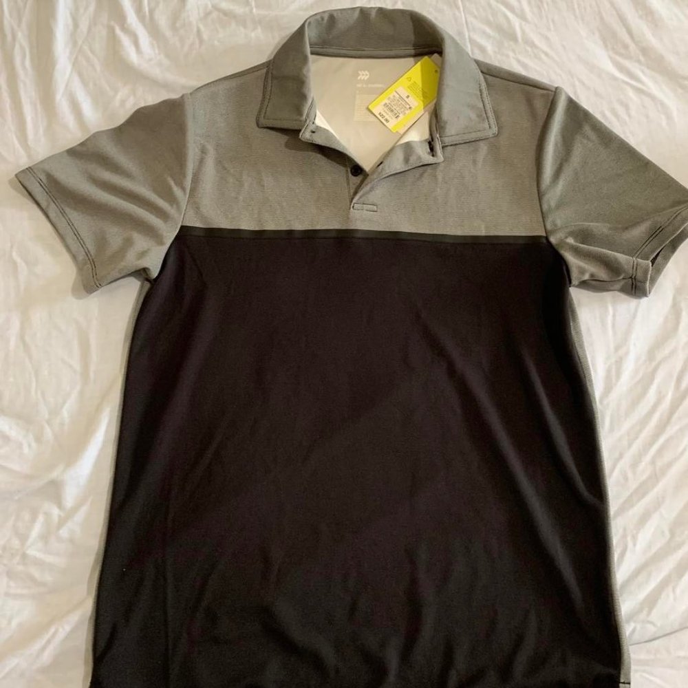 All In Motion - Contrast Polo - Black & Gray - Size S - Active Wear